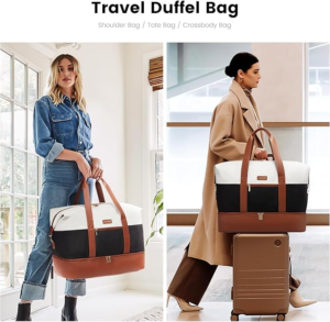 LoveVook weekender bag, best choice for affordable luxury bags for women. it comes with several combination of colors, making it superior when it comes water resistance.